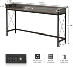 Tribesigns Sofa Table with Outlets and USB Ports, 70.9 inch Extra Long Console Table Behind Couch with Charging Station, Industrial Narrow Entryway Hallway Accent Table for Living Room