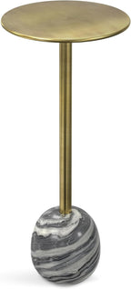 SIMPLIHOME Melene Modern Contemporary 12 inch Wide Metal Side Table in Gold/Grey for The Living Room and Bedroom