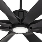 Possini Euro Design 60" Defender Modern Large Indoor Outdoor Ceiling Fan with LED Light Remote Control Matte Black Damp Rated for Patio Exterior House Home Porch Gazebo Garage Barn