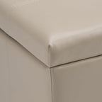 SIMPLIHOME Dover 36 inch Wide Contemporary Rectangle Storage Ottoman Bench in Satin Cream Vegan Faux Leather, Assembled, For the Living Room, Entryway and Family Room