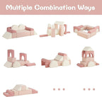 Asweets Kids Play Couch with Tunnel and Balls, Play Couch for Toddlers, Kids Foam Convertible Play Building Fort for Christmas and New Year, Pink