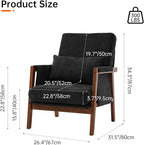 Accent Chair Mid-Century Modern with Lumbar Support Pillow, Upholstered Living Room Chairs with Wooden, Chenille Armchair with Cushion, Anthropologie Side Chair for Bedroom, Black