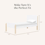 Babyletto Tiptoe Twin Bed for Kids - Sturdy Wood Twin Bed Frames with Headboard - Playful Modern Design - Perfect for Kids Bedrooms, Guest Rooms & Growing Families - White