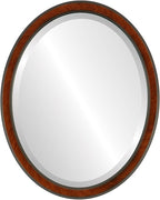 OVALCREST Oval Beveled Wall Mirror for Home Decor - Toronto Style (Vintage Cherry) 26" x 22"