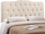 Hawthorne Collections Modern Fabric King Tufted Panel Headboard in Ivory