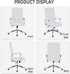 Sidanli Ergonomic Desk Chairs, Executive Swivel Faux Leather High Back Chair with Comfortable Lumbar Support and Smooth Rolling Wheels for Office, White