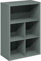 Furinno Cubicle Book Shelf, 5-Cube Thick Frame Bookshelf, Reversible Bookcase with Closed Back, 14.6" x 57.8" x 58", for Living Room, Bedroom, Home Office, Sage Green