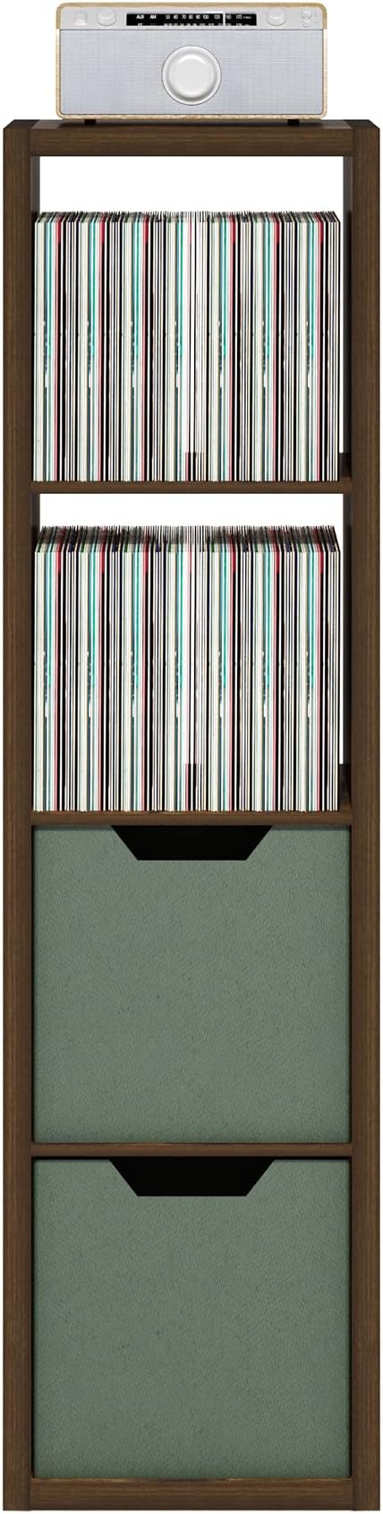 Furinno Cubicle Book Shelf, 4-Cube Vertical Thick Frame Bookshelf, Horizontally & Vertically Reversible Bookcase with Open Back, 14.6 x 15.9 x 58, for Living Room, Bedroom, Home Office, Amber Pine