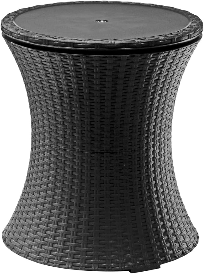 Keter Pacific Cool Bar Outdoor Patio Furniture and Hot Tub Side Table with 7.5 Gallon Beer and Wine Cooler, Dark Grey