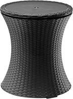 Keter Pacific Cool Bar Outdoor Patio Furniture and Hot Tub Side Table with 7.5 Gallon Beer and Wine Cooler, Dark Grey
