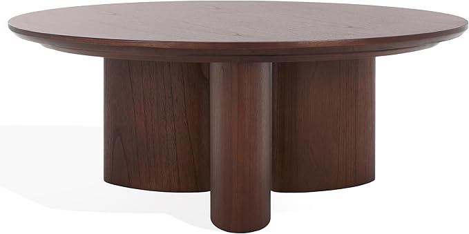 SAFAVIEH Couture Collection Barnard Walnut Round Solid Wood Coffee Table