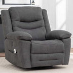 Power Swivel Rocker Recliner with Massage and Heat, USB Port, Infinite Position, Oversized Electric Glider Rocking Chairs Living Room, Soft Fabric Reclining Sofa Chair (Dark Grey Fabric)