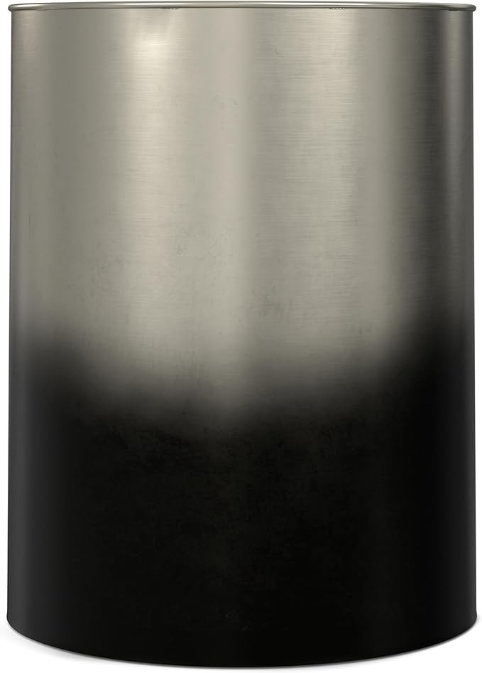 SIMPLIHOME Curtis Industrial 16 Inch Wide Metal Cylinder Accent Table in Ombre Black / Silver, Fully Assembled, For the Living Room and Bedroom