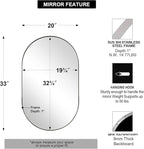 ANDY STAR Chrome Oval Mirror for Bathroom, 20x33 Inch Pill-Shaped Chrome Mirrors for Wall in Thin Frame Deep 1’’ Ideal for Limited Space