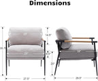 HEAH-YO Modern Accent Chairs Set of 2, Upholstered Chenille Living Room Chairs with Backrests, Comfy Reading Armchairs for Bedroom, Gray