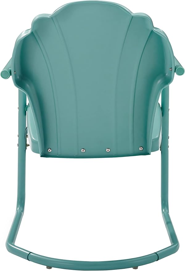 Crosley Furniture Tulip 2-Piece Outdoor Chair Set, Retro Metal Patio Chairs for Dining, Porch, Deck, Balcony, Pastel Blue Satin