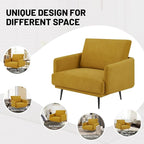 Oversized Accent Chair for Living Room Chairs Reading Arm Chair Comfy Modern Single Sofa Side Chairs with Metal Legs & Soft Cushion for Bedroom, Waiting Room (Velvet Yellow, Set of 2)