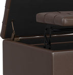 SIMPLIHOME Harrison 30 inch Wide Transitional Square Small Coffee Table Storage Ottoman in Chocolate Brown Vegan Faux Leather, Assembled, for The Living Room and Bedroom
