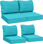 AAAAAcessories Outdoor Deep Seat Cushions, Waterproof, Fade-Resistant Patio Furniture Replacement Cushions, 25.5" x 25.5" x 5" + 25.5" x 19", Set of 4, Turquoise Blue
