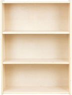 Child Three-Shelf Bookcase, 35.5”H x 24”W x 11.5”D Sturdy Birch Plywood Shelves for Daycare Storage of Books, Toys, Supplies, Smooth Natural Wood (36")