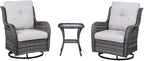 HUMMUH Outdoor Furniture Patio Furniture Set 7 Pieces Wicker Outdoor Sectional Sofa with Swivel Rocking Chairs,Patio Ottomans,Coffee Table,Side Table