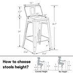 HAOBO Home Modern Industrial Metal Stool [Set of 4] for Indoor/Outdoor Dining Chair (24", Low Back White)