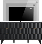 9 Drawer Dresser, Modern Fluted Storage Dresser with Deep Drawers and Metal Handles, Wood Chest of Drawers Storage Organizer for Bedroom, Living Room, Hallway (Black)