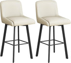 Swivel Bar Stools, 30''H Upholstered Barstools with Backs, Modern Counter Height Bar Stool Chairs for Kitchen Island, Metal Legs (Beige- Faux Leather, Set of 2-30" H)