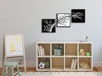 Wieco Art Framed Leaves Modern 3 Panels Flowers Artwork Canvas Prints Black and White Abstract Floral Trees Pictures Paintings on Canvas Wall Art for Living Room Home Decorations