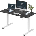 FLEXISPOT E6 3 Stages Dual Motor Electric Standing Desk 55x28 Inch Whole-Piece Board Height Adjustable Electric Sit Stand Desk(White Frame + Black Desktop, 2 Packages)