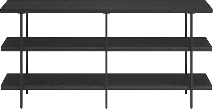 Henn&Hart 64'' Wooden Rectangular Console Table Entryway Table, Sofa Table with Wooden Shelves for Entryway, Living Room, Couch, Hallway, or Office, Black Grain.