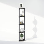 Furinno Turn-N-Tube Corner Shelf, 5-Tier Corner Display Rack, Shelving Unit, for Organization and Storage, Living Room, Home Office, Garage, Bedroom, Black