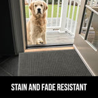 GORILLA GRIP Front Door Mat, 35x23, Indoor Outdoor Ultra Absorbent HydroAbsorb Doormat, Absorbs Up to 5.7 Cups of Water, Stain and Fade Resistant, Rubber Backing Doormats, Captures Dirt, Gray