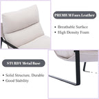 LukeAlon Modern Linen Accent Armchairs Set of 2, Upholstered Soft Living Room Chairs with Metal Base Removable Thickened Cushion Sofa Chairs Comfy Lounge Chair for Bedroom Living Room, White