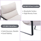 LukeAlon Modern Linen Accent Armchair, Upholstered Soft Living Room Chair with Metal Base Removable Thickened Cushion Single Sofa Chair Comfy Lounge Chair for Bedroom Living Room, White
