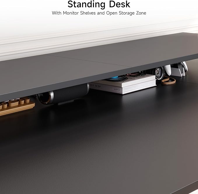 L Shaped Standing Desk, 71x43'' Electric L Stand Up Desk with 2 Adjustable Monitor Shelves, Dual Motor and Memory Controller, Adjustable Height from 28-46'' for Home and Computer Workstation, Black