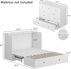 Full Size Murphy Bed with Charging Station & Drawer, Full Size Mobile Cabinet Bed Frame, Murphy Chest Bed for Bedroom, Guest Room