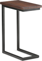 SIMPLIHOME Skyler 18-inch Wide Solid Mango/Metal Industrial C-Shaped End Table in Dark Cognac Brown/Black for Living Room, Office, or Bedroom, Assembled