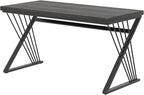 FOLUBAN Modern Home Office Desk, Rustic Wood and Metal Computer Desk, Writing Study Gaming Table PC Desks for Living Room Bedroom, Industrial Dark Gray, 53 inch