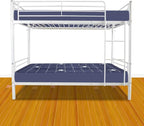Karl Home White Bunk Bed Twin Over Twin, Metal Bunk Bed with Built-in Ladder and Safety Guardrail, Space-Saving Bunk Beds for Kids, Teens & Adults, No Box Spring