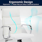 Office Chair, Ergonomic Adjustable Desk Chair, Mid Back Executive Comfortable Leather Lumbar Support Home Computer Chair with Padded Seat Swivel Wheels
