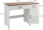 Farmhouse 47" Executive Desk, Computer Desk with Drawers and Cabinet, Workstation Computer Desk for Home Office and Study.