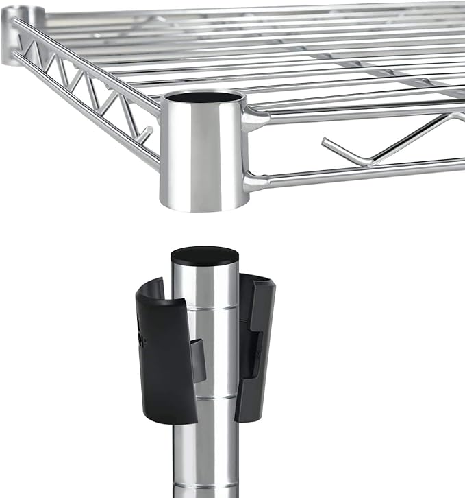 Simple Deluxe 5-Tier Heavy Duty Storage Shelves, 1750 Lbs Loading Capacity, 35.43" W x 17.72" D x 70.87" H Adjustable Shelving Unit with Wheels, Chrome