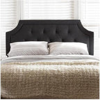 Maykoosh Adjustable Wood Post Headboard - Button Tufted Upholstered Bedroom Headboard Queen/Dark Gray