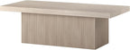 Henn&Hart 48" Fluted Low-Profile Coffee Table with Solid Base for Living Room, Family Room, or Office, Alder White