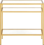 Henn&Hart 24" Wide Rectangular Rectangular Side Table in Brass, Table for Living Room, Bedroom