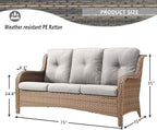 HUMMUH Patio Furniture 7 Pieces Outdoor Furniture Set PE Wicker Patio Couch with Swivel Rocker Chairs,Patio Ottomans,Outdoor Tables
