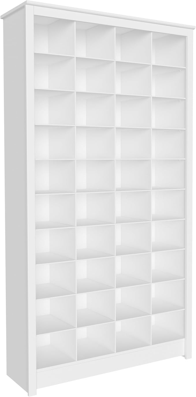 Prepac White Tall Storage Cabinet, Shoe Cabinet, Cube Storage Organizer with 40 Shoe Cubbies 13" D x 39.5" W x 72.5" H, WUSG-0011-1