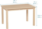 ECR4Kids 24in x 36in Rectangular Hardwood Table with 22in Legs, Kids Furniture, Antique White