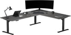 Progressive Desk Stand Up Height Adjustable Standing Desk - L Shaped 85" x 72" Corner Computer Rising Workstation Electric Table - Gray Oak, Black Frame